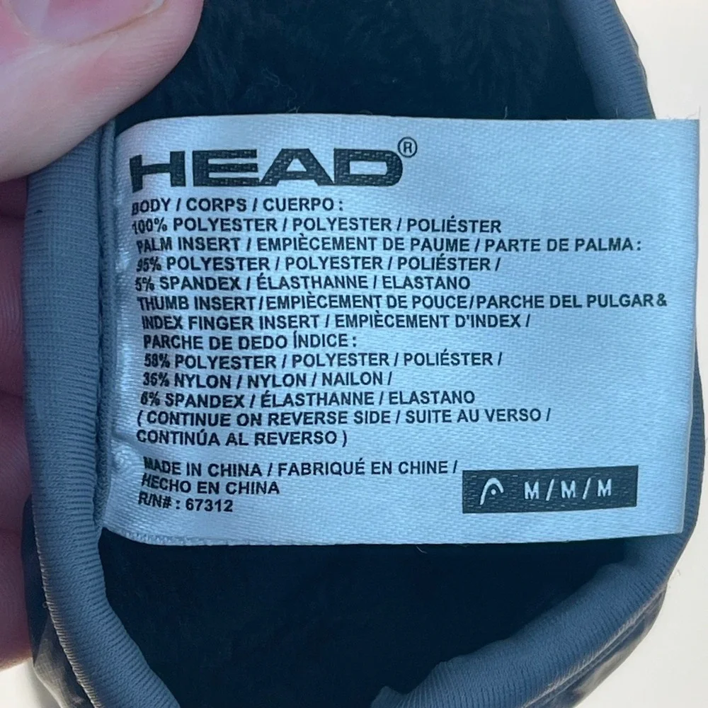 HEAD Padded Winter Ski Gloves Windproof Black Gray Fleece‎ Lined Snow Medium